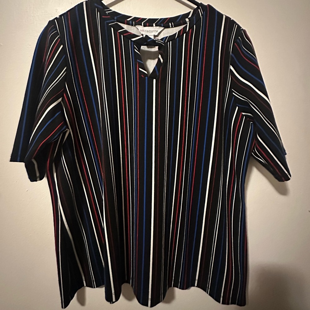 Black striped Liz Claiborne top - size L